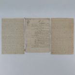 Two (2) Antique Possibly Papier Timbre Imperial Documents. Circa 1802. Stamped mark to top left