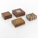 Collection of Four (4) Middle East Marquetry Inlay Boxes with Bone. One signed S.G. NaaSSAN & Co