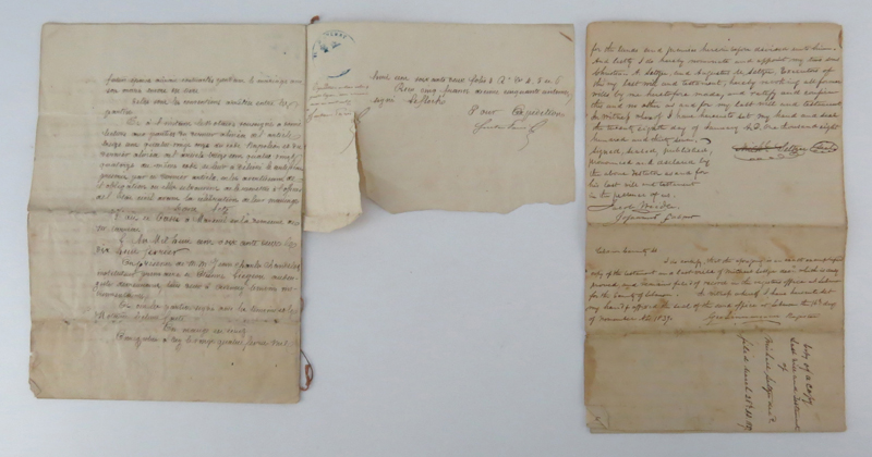 Two (2) Antique Possibly Papier Timbre Imperial Documents. Circa 1802. Stamped mark to top left - Image 2 of 5