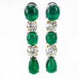 Beautiful Quality Approx. 13.72 Carat TW Cabochon Colombian Emerald, 4.96 Carat TW Old European