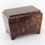 Vintage Chinese Painted and Gilt Decorated Box. Unsigned. Surface wear, rubbing, small losses to