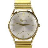 Men's Vintage Lucian Picard 14 Karat Yellow Gold Manual Movement Watch with Gold Fill Bracelet. Case