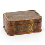 19th Century Continental Boulle Work Walnut and Rosewood Serpentine Velvet Lined Dresser Box.