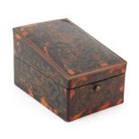 19th Century Boulle Work Stamp Box with Ebony Lined Interior and Stone Weighted Base. Unsigned. Very