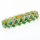 Vintage Approx. 20.0 Carat Oval Cut Emerald, 3.50 Carat Round Brilliant and Marquise Cut Diamond and