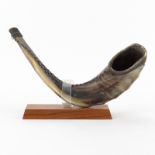 Antique Judaica Silver Mounted Shofar. Partially Translucent. Unsigned. Good condition. Measures 11"