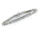 Approx. 10.50 Carat Channel Set Princess Cut Diamond and 14 Karat White Gold In-line Bracelet.