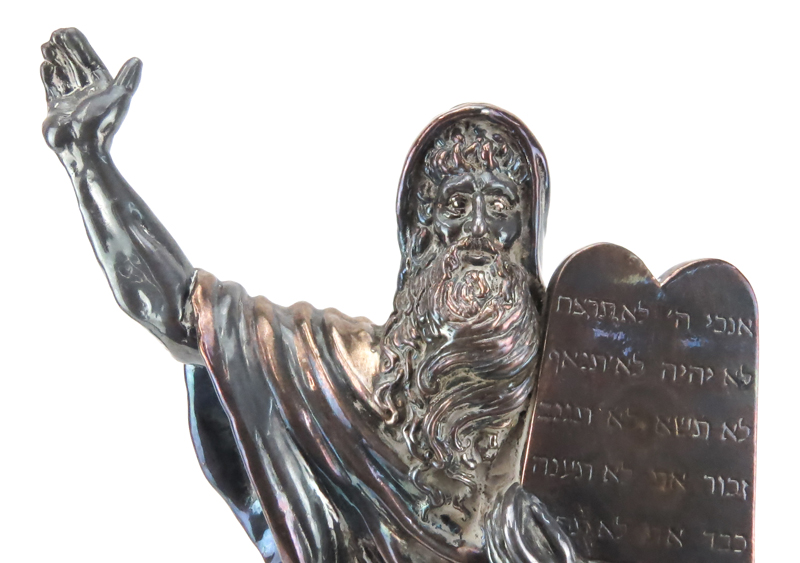 Yaacov Heller, American/Israeli (born 1941) Silver sculpture on stone base, Moses Receives Law in - Image 3 of 6