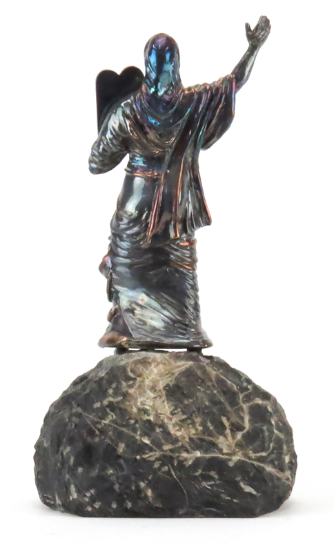 Yaacov Heller, American/Israeli (born 1941) Silver sculpture on stone base, Moses Receives Law in - Image 2 of 6