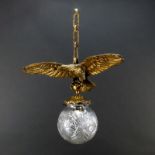Vintage Gilt Bronze Imperial Eagle Chandelier with Cut Crystal Shade. Nicks to unseen part of the