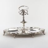 Fratelli Broggi Milano (20th Century) Art Nouveau Italian Silver Plate Divided Centerpiece Dish.