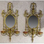 Large Pair of Good 19th Century English Adam style Carved and Gessoed Giltwood Three Light Girandole