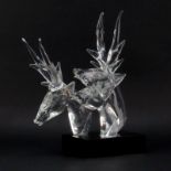 Vintage Licio Zanetti Art Glass Stag Head Group. Signed on base. Light scratches on base or in