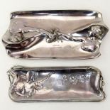 Two (2) Antique Wurttembergische Metallwarenfabrik (WMF) Silver Plate Art Nouveau Figural Trays.