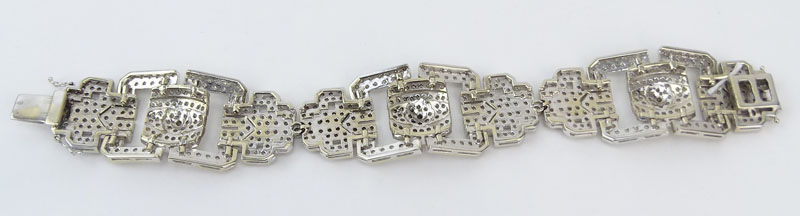 Art Deco style Approx. 20.0 Carat Pave Set Round Cut Diamond and 18 Karat White Gold Bracelet. - Image 2 of 4