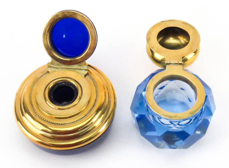 Collection of Four (4) Paperweight-Form Inkwells. Includes: a possibly Whitefriars controlled bubble - Image 3 of 4