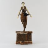 After: Demetre Chiparus, Romanian (1886-1947) Modern Bronze and Ivory Figure On Marble Base "Dancer"