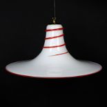 Mid Century Murano Art Glass Bell Shape Swirl Chandelier/Pendant Light. White art glass shade with