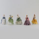 Group of Five (5) Royal Doulton Figurines. Includes: First Dance #3629, Soiree HN 2312, Sandra HN