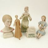 Group of Four (4) Laszlo Ispanky Porcelain Figurines and Advertising Sign. Includes: Susie, seated