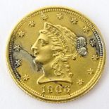 1906 US Liberty Head $2-1/2 Gold Coin. Please note this coin is not graded. Approx. weight: 4.1