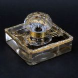 19th Century French Empire Ormolu Bronze And Possibly Baccarat Crystal Inkwell. Unsigned.