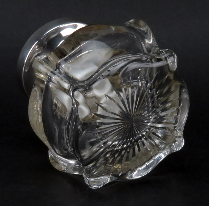 Modern Sterling Silver and Crystal Inkwell. Stamped sterling and marked 547 to top. Some residue - Image 3 of 4