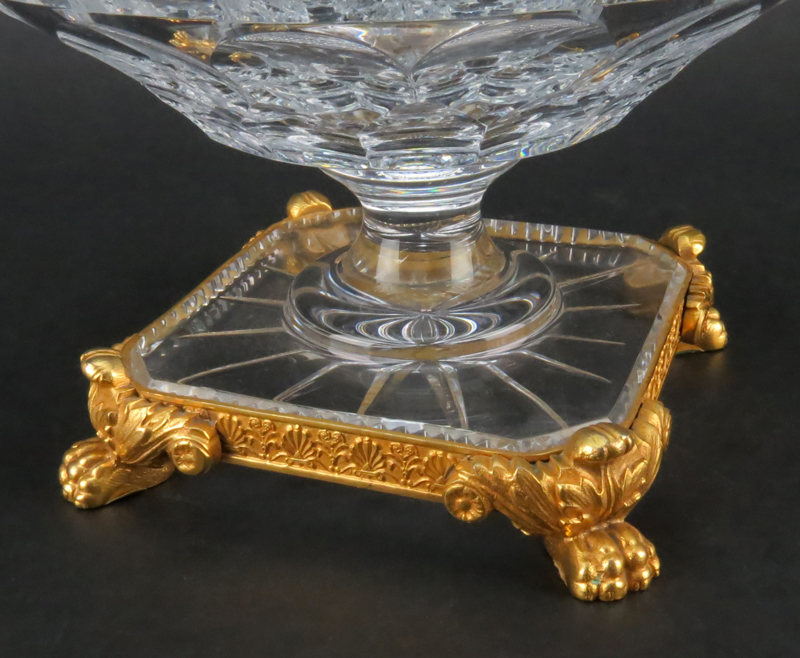 Antique French Cut Crystal and Gilt Bronze Covered Centerpiece/Pedestal Dish. Scroll work on - Image 4 of 4