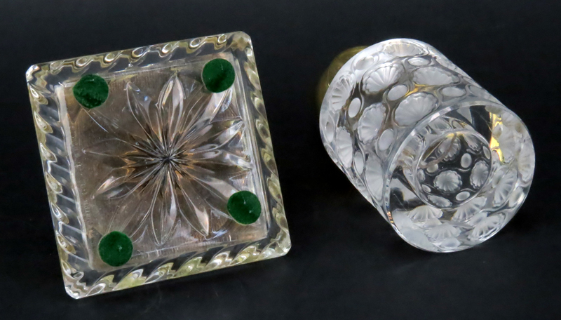 Grouping of Two (2) Vintage Inkwells. Includes: Lalique France "Tokyo" holder mounted as inkwell, - Image 3 of 4