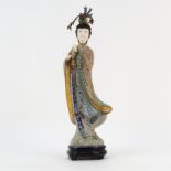 Early 20th Century Chinese Cloisonné Enamel Courtesan Figurine in Original Fitted Box. Depicted with