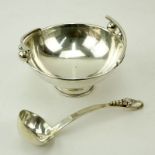 Grouping of Two (2) Sterling Silver Tableware. Includes: modern bowl and petite blossom gravy ladle.