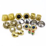 Lot of Ten (10) Pair Lady's Vintage Clip and Screw Back Costume Earrings. Various makers, some are