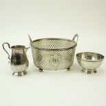 Grouping of Three (3) Sterling Silver Tableware. Includes: Meriden Britannia Co. pierced bowl/basket
