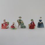 Group of Five (5) Royal Doulton Figurines. Includes: Cherie HN 2341, Lydia HN 1908, Linda HN 2106,