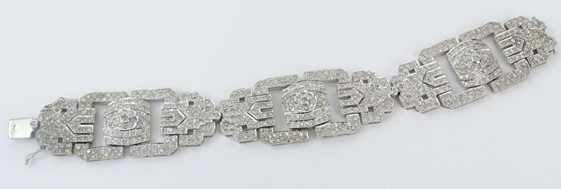 Art Deco style Approx. 20.0 Carat Pave Set Round Cut Diamond and 18 Karat White Gold Bracelet. - Image 4 of 4