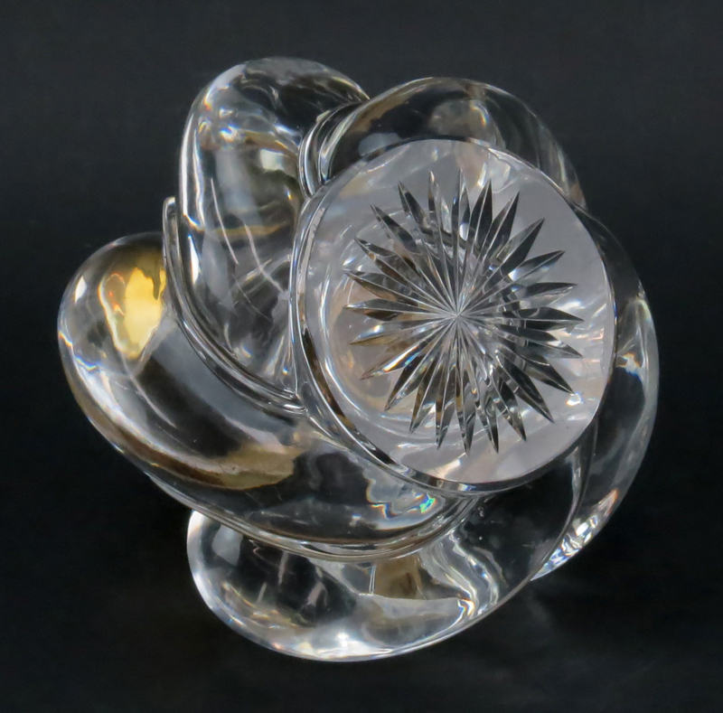 Early 20th Century Crystal and Brass Top Inkwell. Large molded swirl crystal with eagle relief on - Image 3 of 4