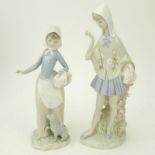 Two (2) Zephir Lladro Style Glazed Porcelain Figurines. Both figurines are signed and marked "made