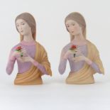 Two (2) Matching Limited Edition Laszlo Ispanky Polychrome Third Quarter Porcelain Bust Figurines.