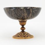 Jay Strongwater Marble and Gilt Metal Tazza with Faux gemstone Accents. Signed to base. Good