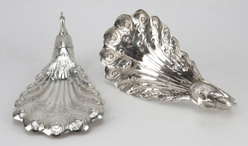 Pair of Gorham Sterling Silver Figural Peacock Bon Bon Dishes. Signed. Good condition. Measures 4" H - Image 2 of 4