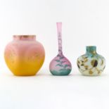 Grouping of Three (3) Vintage Tableware. Includes: cameo glass long neck vase, Bristol style jar