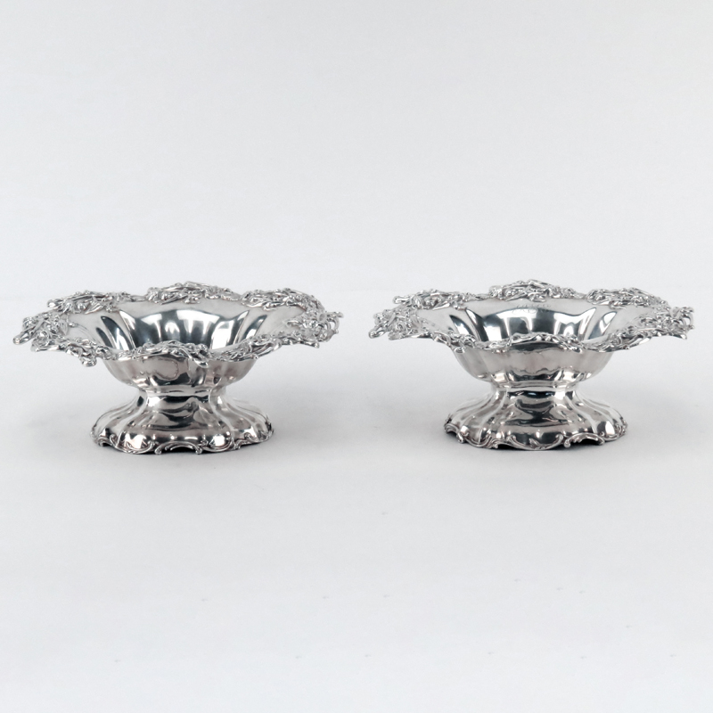 Pair of Mauser Manufacturing Co. Art Nouveau Sterling Silver Pedestal Bowls. Open work foliage and