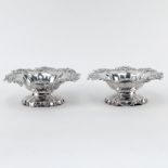 Pair of Mauser Manufacturing Co. Art Nouveau Sterling Silver Pedestal Bowls. Open work foliage and