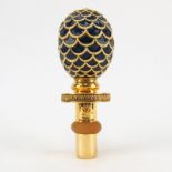 Modern German Faberge Gilt Metal and Enamel Bottle Stopper. Signed Faberge and Germany. As New