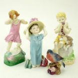 Lot of Four (4) English Porcelain Figurines. Includes: Royal Worcester Wednesdays Child, Blue