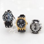Three (3) Men's Invicta Watches. Includes: I-Force Stainless Steel and Rubber Strap Watch, 46mm