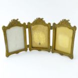 Antique Art Nouveau Royal M Mfg. Co Gilt Bronze Triptych Picture Frame. Signed and H429 on obverse
