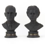Pair of Royal Doulton Black Basalt Porcelain Commemoration Busts. Includes: H.R.H The Duke of