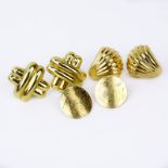 Lot of Three (3) Pair of Lady's Vintage 14 Karat Yellow Gold Earrings. Each signed 14K. Good vintage