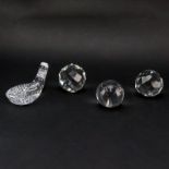 Lot of Four (4) Crystal Paperweights. Includes: Tiffany Tennis Ball, Waterford Golf Club and 2